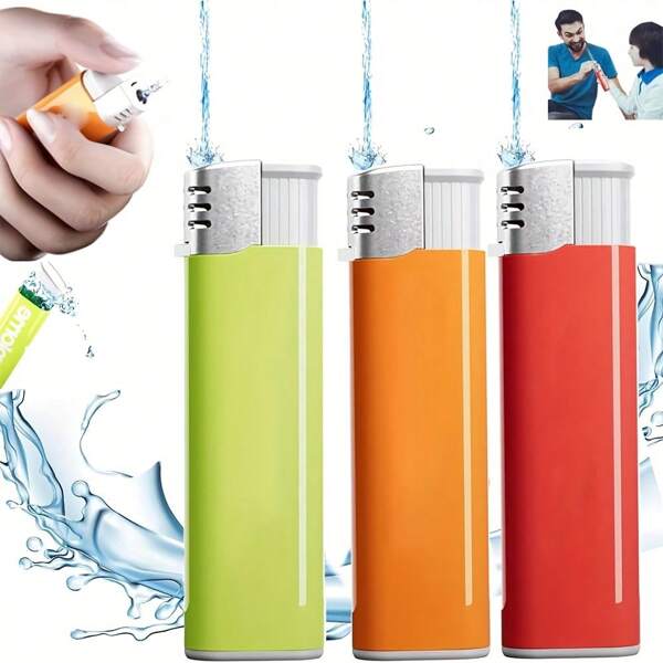 1 pieza Encendedor de agua de juguete - Regalo gracioso para fiestas, Halloween y Navidad, diseño naranja y blanco, encendedor de agua de novedad, adecuado para bromas y entretenimiento, juguete de agua