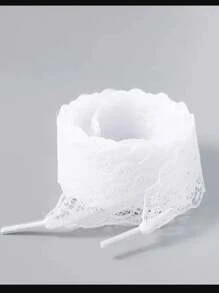 1 Pair/2pcs Lace Shoelaces, DIY Ballet Style Cute Girl Accessories, White Silk Lace Trim Shoelaces