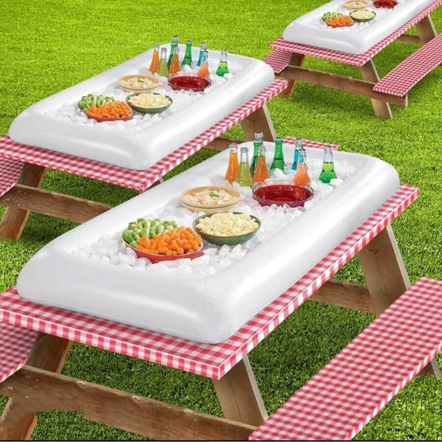 1 szt. Zewnętrzna miska sałatkowa na piknik kempingowy, schłodzony grill, rodzinne spotkanie, urodziny, impreza przy basenie, nadmuchiwana, przenośna, składana chłodziarka do napojów, tacka na sałatkę, mobilny bar na stacji wodnej