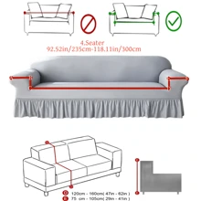 1 Vỏ bọc ghế sofa nhún bèo, Vỏ bọc ghế sofa đàn hồi trang trí, Chống thú cưng, Chống bụi, Viền hoa, Phù hợp với ghế sofa đơn/đôi/ba/bốn chỗ ngồi, Màu xám nhạt trơn, Vải lụa sữa, Chống trơn trượt, Phù hợp cho nhiều mùa - Màu Xám nhạt - Xem 12