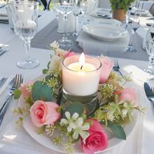 1pc Fake Flower Plant Candle Ring Artificial Silk Rose Wreath Plant Wreath Candle Holder For Wedding Decoration Bridal Bouquet Garden Gifts Birthday Graduation