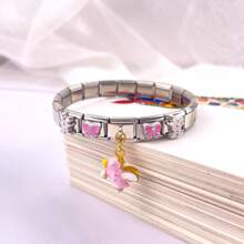 1 Pc Cross Border Popular Pentagram Elastic Bracelet DIY Italian Module Splicing Bracelet - Silver - View 30