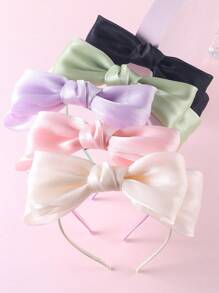 1/5 Pcs Girls Luxury Silky Big Bow Headband, New Fashion Lovely Bright Ribbon Bowknot Hairband Hair Accessories For Parties And Daily Use - Multicolor - View 17
