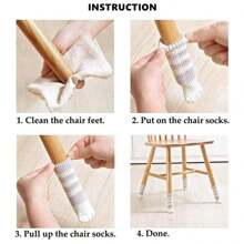 4 件套椅子袜，硬木地板椅子腿套，猫爪椅子腿套，保护地板，椅子腿地板保护垫，防止划痕并减少噪音 - 彩色 - 查看 5