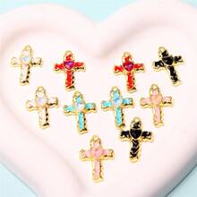 10pcs Heart Cross Stud Earrings, Fashion Versatile Charming Elegant Niche Earrings - 10pcs - View 9
