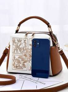 Floral Embroidered Fashion Handbag, Elegant Ladies Tote Bag And Wallet, Chic Crossbody Bag, Suitable As Gifts For Women, Office Workers And White Collar