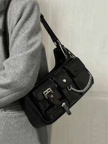 Dedoo Damen einfarbige 2025 neue Umhängetasche, einfarbig, große Kapazität, Multi-Taschen, Grunge Y2K Umhängetasche, Hippie Mode Umhängetasche, geeignet für coole Mädchen Handtaschen und Geldbörsen.