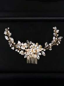 1pc Wedding Bridal Hair Comb, Elegant Bohemian Style Handmade Crystal & Pearl Hair Accessory For Wedding Dress Photo Shoot,Hair Accessories,Bride Hair Styling, Side Comb