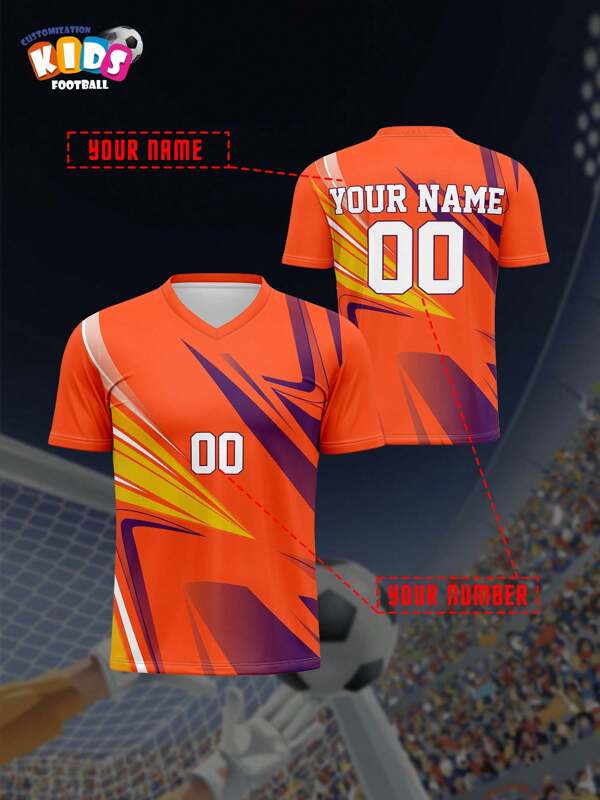 V-Neck Youth Soccer Jersey, Breathable Quick-Drying Spring/Summer Sportswear For Boys & Girls, Customized Name & Number, Comfortable Fit For Sports, Casual & Outdoor Activities, Running