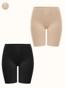 2 piezas Pantalones de seguridad informales de cintura media sin costuras para mujeres, pantalones cortos tipo bóxer para mujeres, pantalones cortos antirozamiento, ropa interior y pantalones cortos para bicicleta