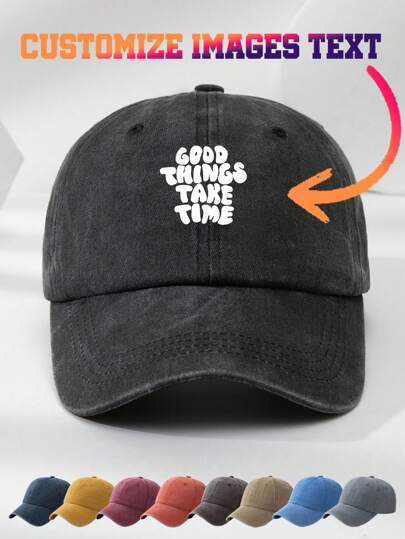 1pc Customized Baseball Cap, Heat Transfer Printing With Any Name/Text, Outdoor Casual, Sun Protection, Fashionable, Adjustable Size, Suitable For All Seasons, Soft, Great Gift For Friends/Family/Youth/Parents/Valentine's Day/Mother's Day, Colorful, Cute, Y2K, Stylish, Unisex, Casual, Custom, Personalized, Unique, Customized, Ideal Gifts For Him, Ideal Gifts For Her, Boyfriend, Youth