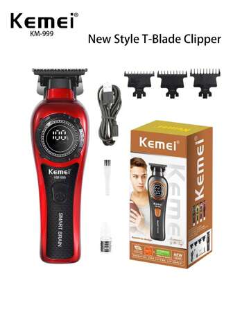 Kemei KM-999 New Electric Hair Trimmer For Men 0mm Zero Gapped Carving Clipper Sculpting Clipper For Barber Beard Hair Trimmer Electric Hair Clipper For Home Or Salon Use Burgundy Color Romantic Style Clipper Gift For Men Birthday, Chistmas Gift Xmas, New Year Gift