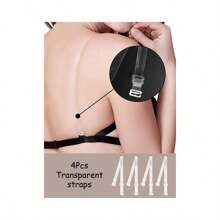 4 件隐形透明胸罩肩带替换件 - 可调节弹性胸罩肩带夹，透明 - 透明 - 查看 3