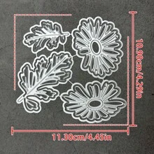 [Spring/Summer] 4pcs Daisy Embossing Metal Cutting Dies For Die Cutting Machines, Leaf Cutting Dies 3D Stamping Stencil For Decorative Embossing, Greeting Cards, Scrapbooking
