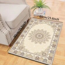 1pc Turkish Art Carpet, Crystal Velvet 700g/Sq.M, Dotted Bottom, 5mm Thickness. Machine Washable, Fade-Resistant Carpet, Anti-Slip . Suitable For Holidays And Any Space Including Hotel, Office, Sofa, Bedside, Kitchen, Laundry Room, Corridor, Porch, Staircase Mother's Day
