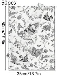 50/20/10 件礼品包装,花鸟春图案,用于花束包装和 DIY 项目,适合生日、派对和婚礼装饰,以及用于礼品袋填充的多用途装饰纸 - 彩色 - 查看 19