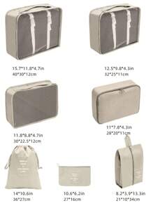 Set de 7 piezas/1 Organizador de viaje, Bolsa de maquillaje, Neceser, Bolsa de tela, Cubos de embalaje minimalistas de poliéster para accesorios de viaje, Artículos de viaje esenciales, Mochila de viaje, Maleta, Vuelta al colegio, Organizador de equipaje para viajes de verano, vacaciones, decoración del baño del hogar, organizador de maquillaje de vacaciones, artículos esenciales de playa
