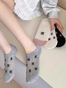 1/3/5/10 Pairs Women's Invisible Short Socks, White Socks, Cute Socks, Black Socks, Cartoon Pattern, Breathable Design, Moisture-Wicking, Soft And Smooth, Suitable For Various Occasions Like Festivals, Sports, Casual, Business, All Seasons, Random Color Combinations - Multicolor - View 2