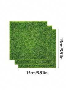 1/3/5 pièces de carrés d'herbe artificielle verte vive, décoration DIY, texture réaliste, effet de feuillage détaillé, idéal pour les projets DIY, parfait pour les cadeaux d'anniversaire et les accessoires de vacances, miniatures de jardin de fées, ornements de Noël et de Pâques