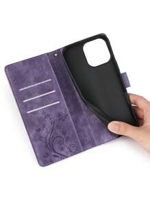 Funda de piel de imitación de manzana compatible con 16, 15, 14, 13, 12, 11 Pro X XS Max XR 8 7 Plus SE 2020, con soporte para tarjetas de crédito, estuche billetera con tapa compatible con Pixel 9 8 7 6 Pro XL 8A 7A 6A para OnePlus Nord N30 CE3 Lite 10 Ace 3 2V, para OPPO Xiao Mi Redmi Hua Wei Honor con cubierta con soporte y estampado de mariposas y flores