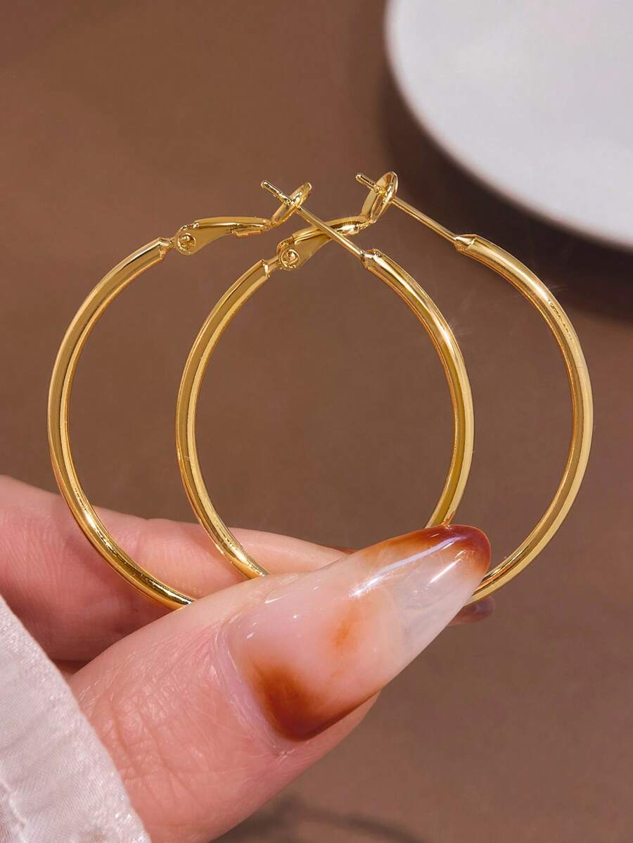 1 Pair Double Circle Earrings S925 Sterling Silver Simple Casual Women's Earrings High-Quality Jewelry Gifts Holiday Gifts Birthday Gifts Suitable For Women's Daily Wear - Smooth Earrings - View 1
