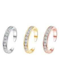 1 件锆石水晶露趾环，百搭简约脚部首饰 - 銀色 - 查看 2