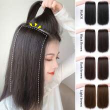 2pcs Clip-In Synthetic Hair Extensions, Invisible Root Fluffy Straight Clip-In Hair Pieces, Top Hairpiece Pad To Add Volume, Suitable For Men And Women, Easy To Use