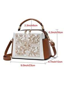 Floral Embroidered Fashion Handbag, Elegant Ladies Tote Bag And Wallet, Chic Crossbody Bag, Suitable As Gifts For Women, Office Workers And White Collar