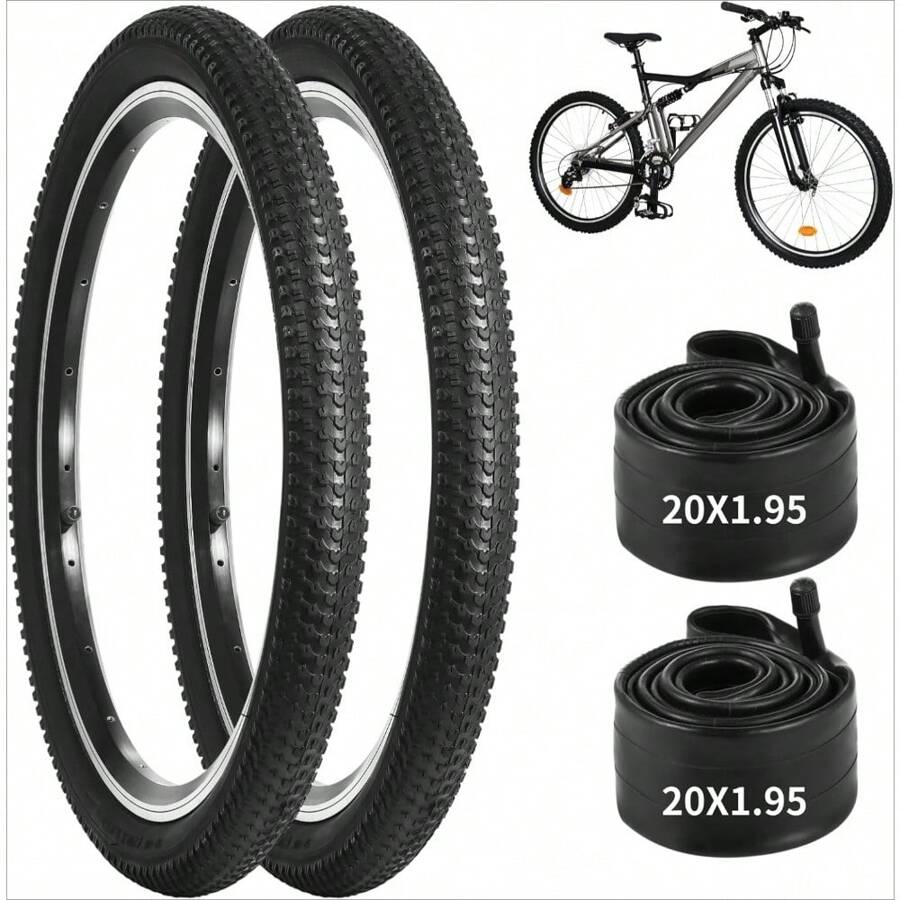 Mountain Bike Tires 20/24/26/27.5x1.95/2.125, 2PCS Bike Tires & Bike Tubes,  Valve Inner Tubes, Puncture-Resistant Bicycle Tires, Bike Replacement - 黑色 - 查看 1