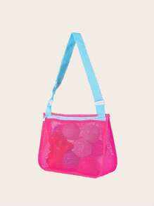 Sac de plage en maille, sac de collection de coquillages avec fermeture éclair et bandoulière réglable, sac fourre-tout de plage mignon, parfait pour collecter des coquillages, des jouets de plage et des accessoires de natation, sac de rangement pour jouets, indispensable pour les croisières et le camping, cadeau pour les garçons et les filles (sac uniquement, sans jouets inclus), sac de plage, kawaii - Multicolore - Voir 13