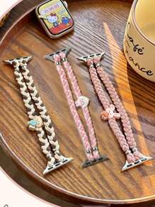 1pc Cute Cartoon Knitted Elastic Strap Band, Compatible With Apple Watch Series 10/9/8/7/6/SE, Slim Style (Watch Not Included)
