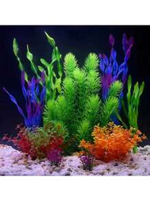 1/5/10 件人造水生植物水族箱植物玻璃容器鱼缸装饰品装饰植物用于装饰鱼缸 - 彩色 - 查看 10