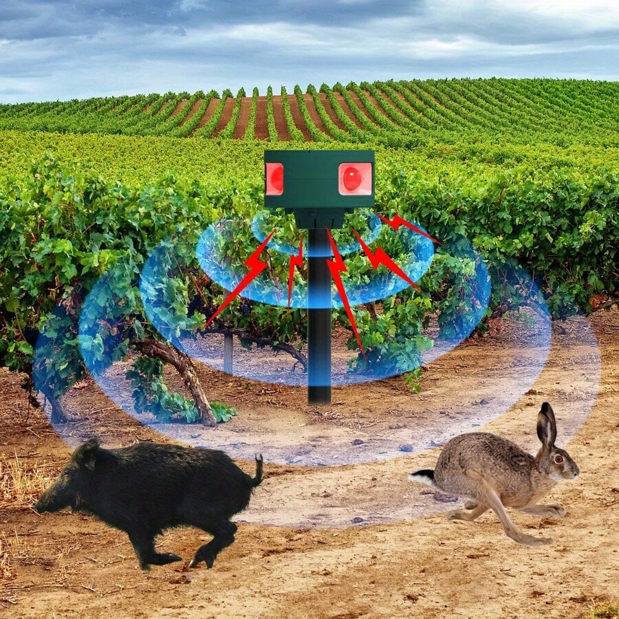 360 Solar - Powered Ultrasonic Animal Repellent: Flashing Light, Motion - Detected, Repel Cats, Dogs In Yard - Green - View 1