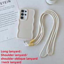 Funda de teléfono móvil de color macaron con onda de concha de color piel, suave TPU, cuerda de tela larga DIY Cordón para el hombro/Cordón oblicuo para el hombro/Cordón para el cuello para teléfono móvil, funda protectora compatible con Apple iPhone11/12/13/14/15/16Promax