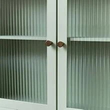 Melody Maison Sage Green Reeded Glass Wall Cabinet With Drawers - as pic - View 5