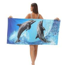 1pc Extra Large Ultra Soft Microfiber Beach Towel With Vibrant Dolphin And Fish Design - Quick Dry, Super Absorbent, Wind And Sun Resistant - Ideal For Men, Women, Teenagers - Perfect For Beach, Travel, Camping, And Vacation