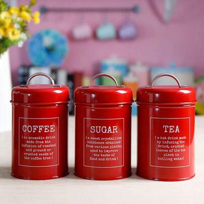 Nordic Style Iron Tea Canister, Dry Fruit Snack Tin, Milk Powder Storing Jar, Coffee Bean/Powder Airtight Sealed Container