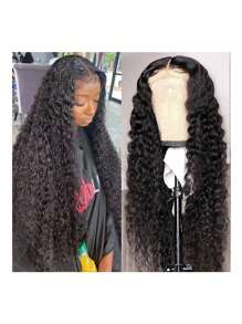 34Inch Discount Water Wave Curls 13X4 Front Lace Wigs Human Hair Natural Color Black 150% Density Glueless Transparent Lace Pre-Cut Pre-Plucked Natural Hairline Around Baby Hair Adaptable To All Ethnicities Human Hair Wig Glueless Human Hair Wig (8-34Inch)