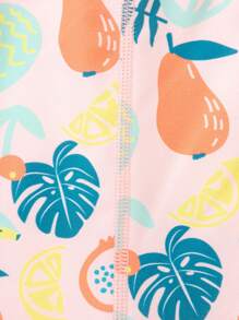 Balabala Tween Girl Tropical Plant Print Raglan Sleeve Top And Shorts Swimsuit Set - Yellow - View 6