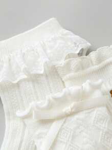 mini bala Calcetines de Algodón Transpirables para Niñas, Diseño sin Sudor de Verano, 3 Paquetes - Tono blanco - Ver 4