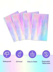 3pcs Rainbow Plastic Tablecloth Shining Disposable Laser Tablecloth Glitter Holographic Aluminum Foil Tablecloth, Suitable For Birthday, Wedding, Party, Picnic, Buffet, Holiday Decoration