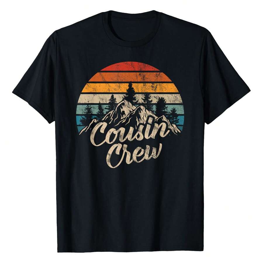 Cousin Crew Camping Outdoor Sunset Summer Camp T-Shirt Plus Size Women's T-Shirts, Cool Funny T-Shirts, Casual And Comfortable Outdoors T-Shirts,Sports Tee