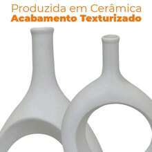 Set Of 2 Decorative Ceramic Vases Sculptures Infinite - Rio Home - 白色 - 查看 4