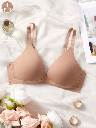 1pc V-Style Lady's Comfortable Wireless Soft Cup Solid Underwear Bra