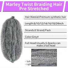 6 Packs African Kinky Wavy Hair Extensions, Springy Afro Kinky Coily Hair Extensions, Pre-Stretched Crochet Locs Hair Extensions - Gray Ombre - View 3
