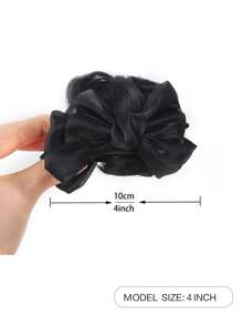 Parrucca sintetica con fermaglio a fiocco, bocciolo di fiore soffice, disco per la parte superiore della testa alto, anello per parrucca sintetica adatto per uso quotidiano delle donne e raduni - Multicolore - Visualizzare 4