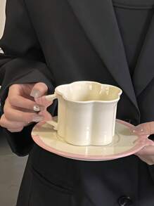 1 件蝴蝶结设计杯碟套装，高品质下午茶杯适合餐厅、客厅、咖啡馆和聚会 - 彩色 - 查看 8