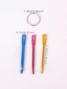 3 chiếc kim móc bằng nhôm nhiều màu sắc, kim đan ngắn một đầu bằng thép không gỉ, nhỏ gọn và an toàn, dụng cụ mỹ thuật - Nhiều màu - Xem 2