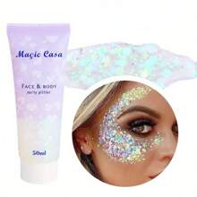 1/2pcs Glitter Gel - Shimmery Glitter Liquid Eyeshadow, Long-Lasting Mermaid Glitter Body Highlighter Gel, Vivid Holographic Glitter Makeup Powder, Suitable For Face, Hair, Eyes, Lips, Nails - Perfect For Festivals, Parties, Christmas, Stage And Club!