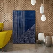 1Pc Neutral Abstract Boho Lines Canvas Wall Art Painting Geometric Pictures Wall Decor Modern Navy Blue Posters Print Artwork For Living Room Bedroom Office Home Decoration - 彩色 - 查看 1